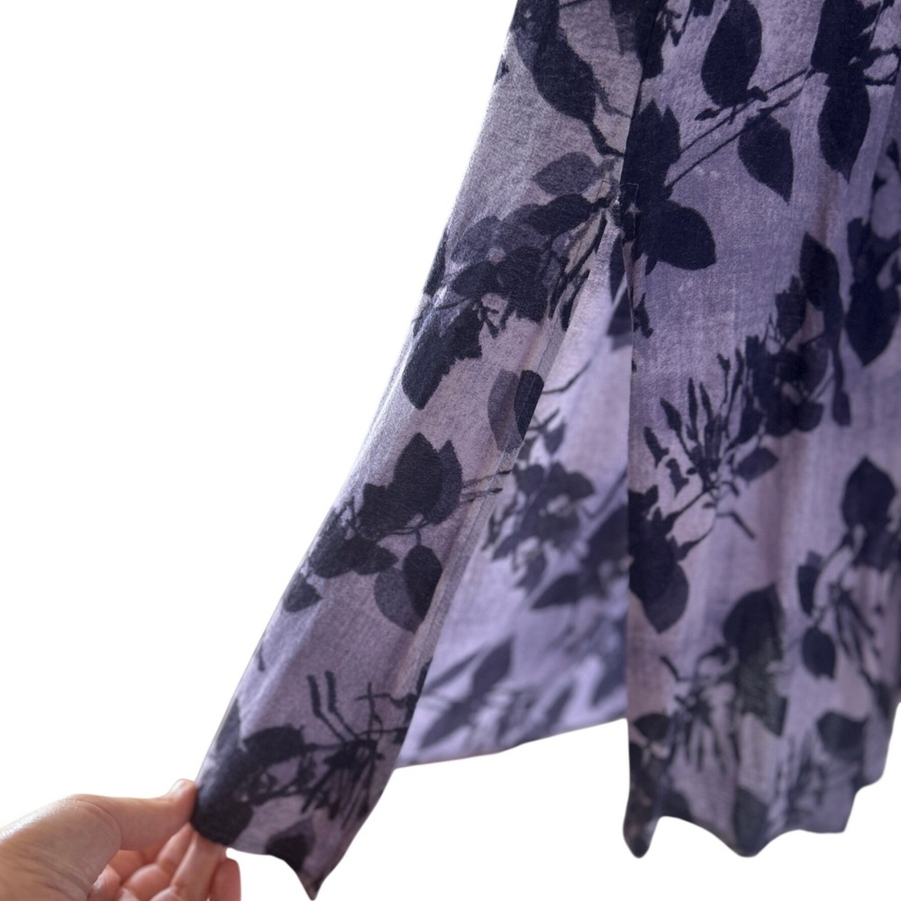 Vintage Rabbit Rabbit Rabbit Purple Botanical 90s Rayon Maxi Skirt 8M USA Made - Picture 5 of 12